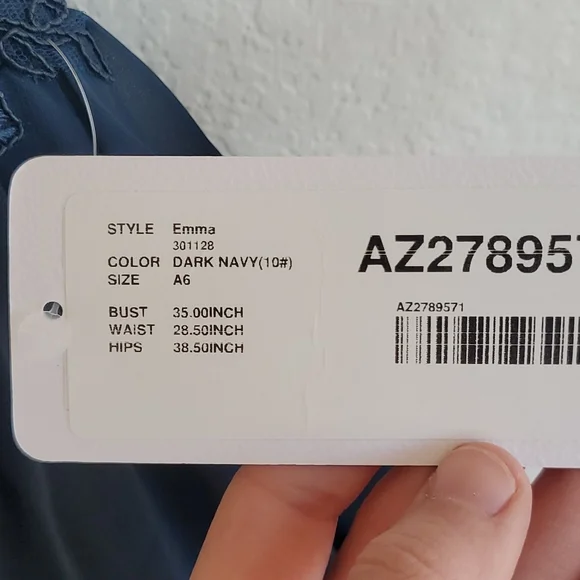 NWT Azazie Emma bridesmaids dress dark navy size A6 - Picture 7 of 8